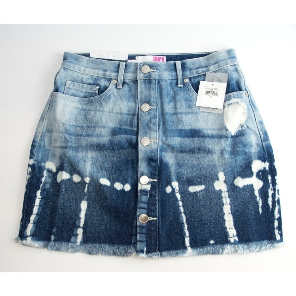 Juicy Couture Bleach Blue Denim Mini Skirt 27 - Picture 7 of 8